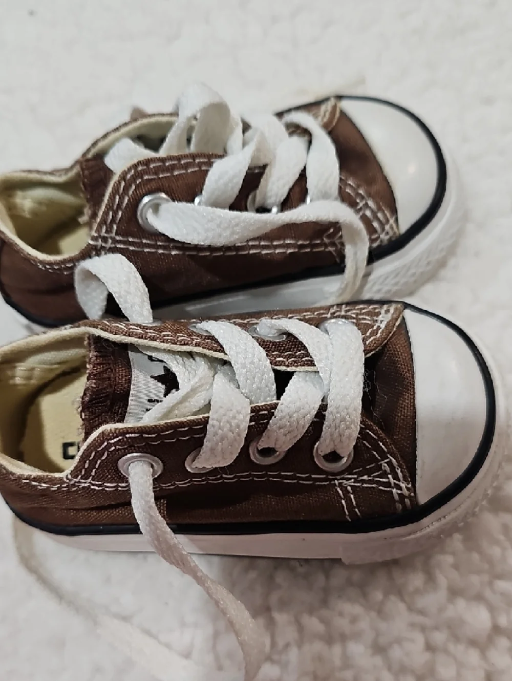 Converse Kids Brown Canvas Sneakers with White Laces
